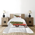 thumbnail image 4 of Ambesonne Christmas Quilted Bedspread Set 2 Pcs, Xmas Truck and Tree, Twin Size, White Red Green, 4 of 5