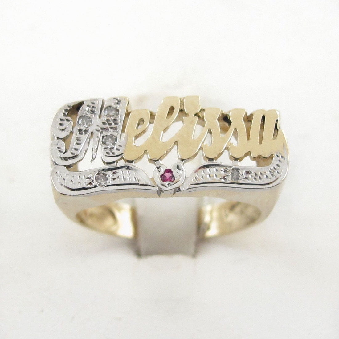 Melissa Name Ring 14k Yellow Gold 