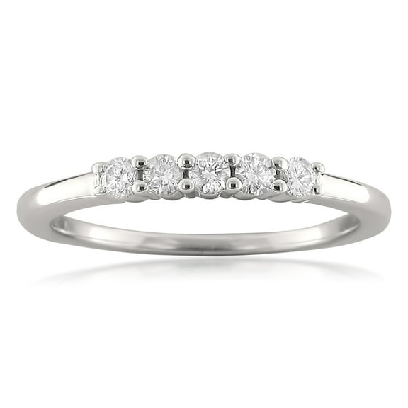 1/4 Carat T.W. Round Diam. 18k White Gold 5 Stone Bridal Wedding Band