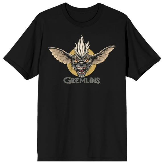 Gremlins Full Color Vintaged Spike on Black Short Sleeve Adult T-Shirt-Small