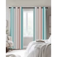 thumbnail image 3 of Aqua Teal Stripe Blackout Curtains 63 Inches Long for Bedroom, Geometric Grey White Vertical Striped Thermal Insulated Room Darkening Black Out Window Curtain Panels Grommet Drapes for Living Room, 3 of 8
