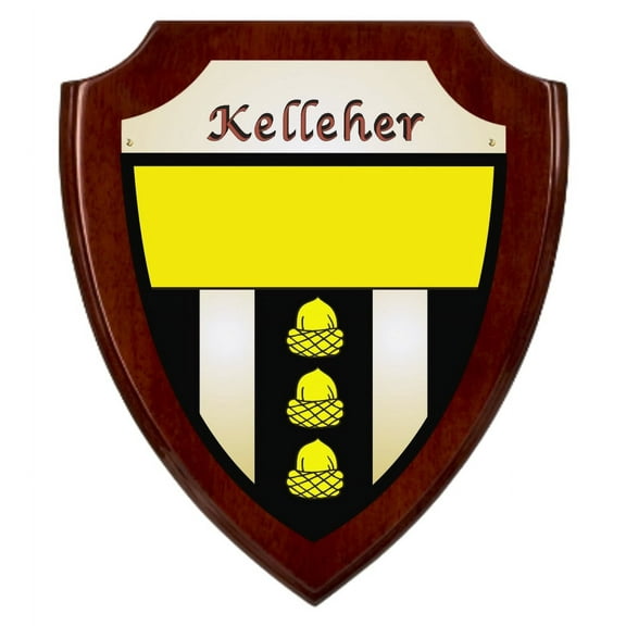 Kelleher Irish Coat of Arms Shield Plaque - Rosewood Finish