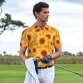 thumbnail image 3 of Yiaed Vintage Leopard Print SunflowerPrint Men's Short Sleeve Polo Shirt,Golf Polo for Men Three-Button Golf Shirt Athletic Casual Collared T-Shirt- 3X-Large, 3 of 7