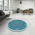 thumbnail image 3 of Ahgly Company Indoor Round Patterned Greenish Blue Green Area Rugs, 8' Round, 3 of 6