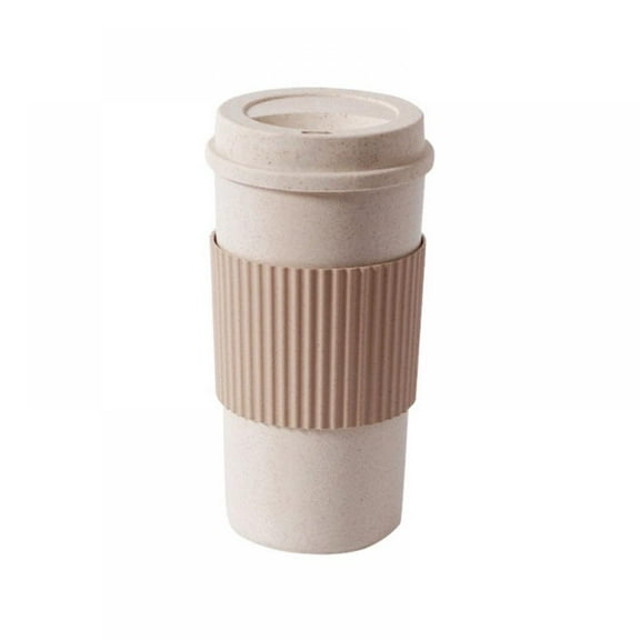 Travel Mug, Wheat Fiber Coffee Cup, Reusable, BPA-Free, Double Wall Insulation, Screw Lid, Lightweight