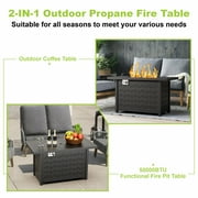 Evita 43 Propane Fire Pit Table, 50,000 BTU Auto Ignition Gas Fire Pit with Removable Lid & Waterproof Cover for Patio, Backyard, Black