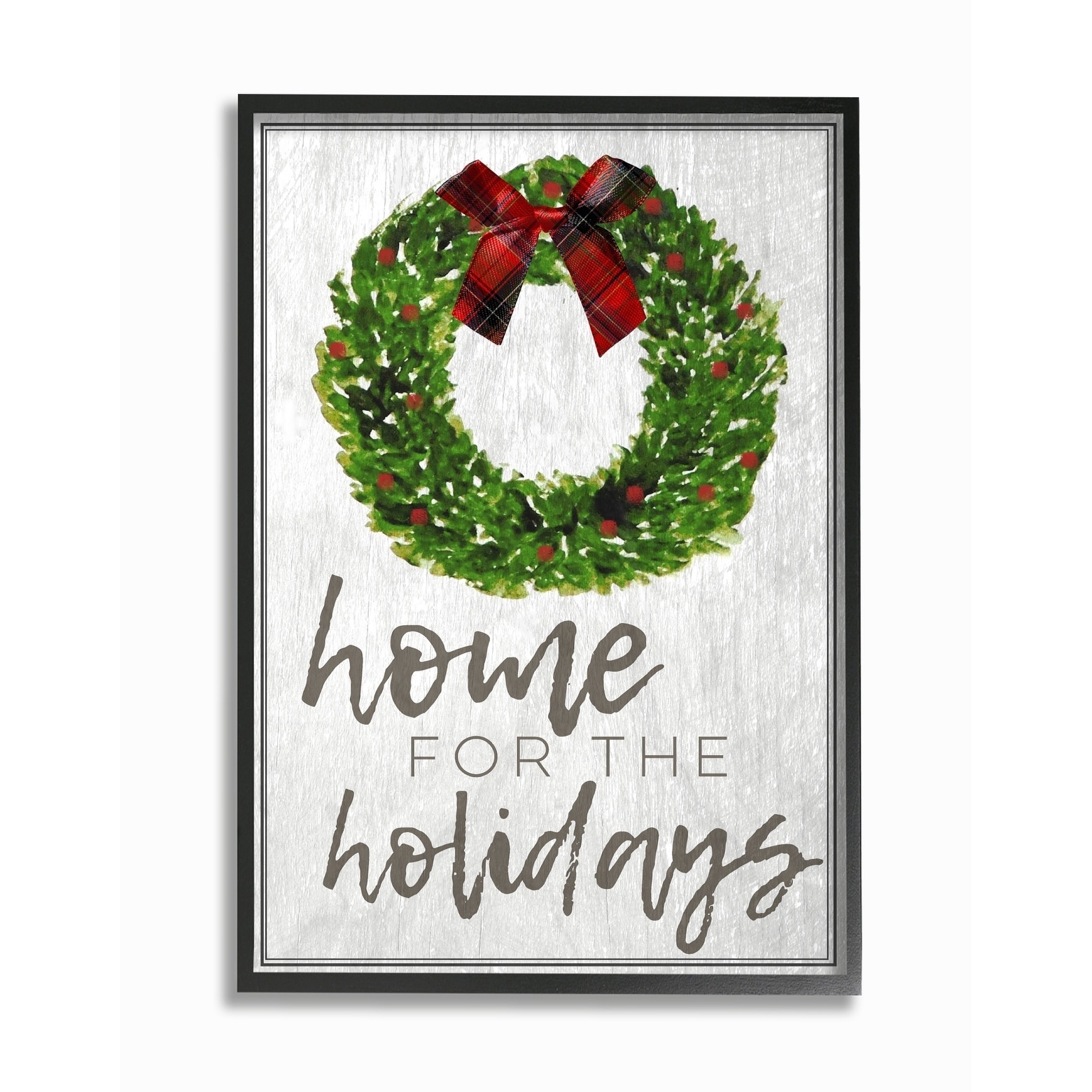 Stupell Home for the Holidays Wreath Bow Framed Giclee Texture Art 16 x 20