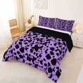 thumbnail image 3 of Manfei Retro Cow Print Queen Comforter Set 3 Pieces,Abstract Animal Spot Comforter Sets Queen,Purple Black,1 Comforter and 2 Pillowcases,Reversible, 3 of 6