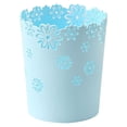 thumbnail image 2 of Mini Wastebasket Blue 1.8 Gallon Small Trash Can Bedroom Hollow Flower Shape Plastic Lidless Garbage Can Round Desktop Waste Bin 18.5 x 16cm, 2 of 7