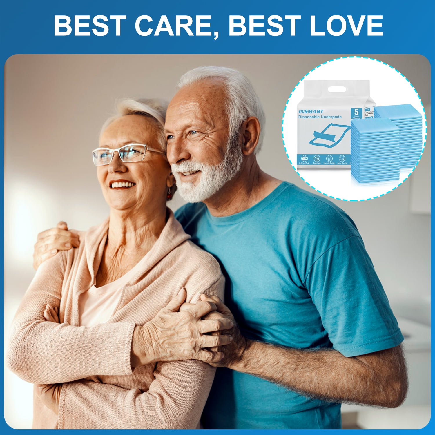 INSMART Bed Pads for Incontinence Disposable, 32 x 36 Waterproof Underpads, Maximum Absorbent Unisex Chucks Pad, Bed Liners Chux for Adults, Kids and Pets, XL (40 Count)