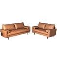 thumbnail image 2 of Darby 2 Piece Faux Leather Living Room Set, Loveseat Sofa, Brown, 2 of 5