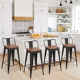 thumbnail image 4 of HAOBO Home 30" Outdoor Barstools Patio Stool Metal Bar Stools Set of 4 Counter Height Barstools with Wood Plastic Seat  Bar Chairs Metal Kitchen Stools, 4 of 12