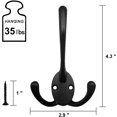 thumbnail image 3 of Wall Mounted Coat Hooks 5 Pack Heavy Duty Black Hardware Robe Hooks Decorative for Single Hanging Coats Towel Cubicle Classroom Kitchen Bath Backpack Hat Hook, 3 of 9