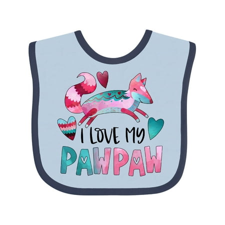 

Inktastic I Love My Pawpaw Pink and Blue Fox with Hearts Gift Baby Boy or Baby Girl Bib
