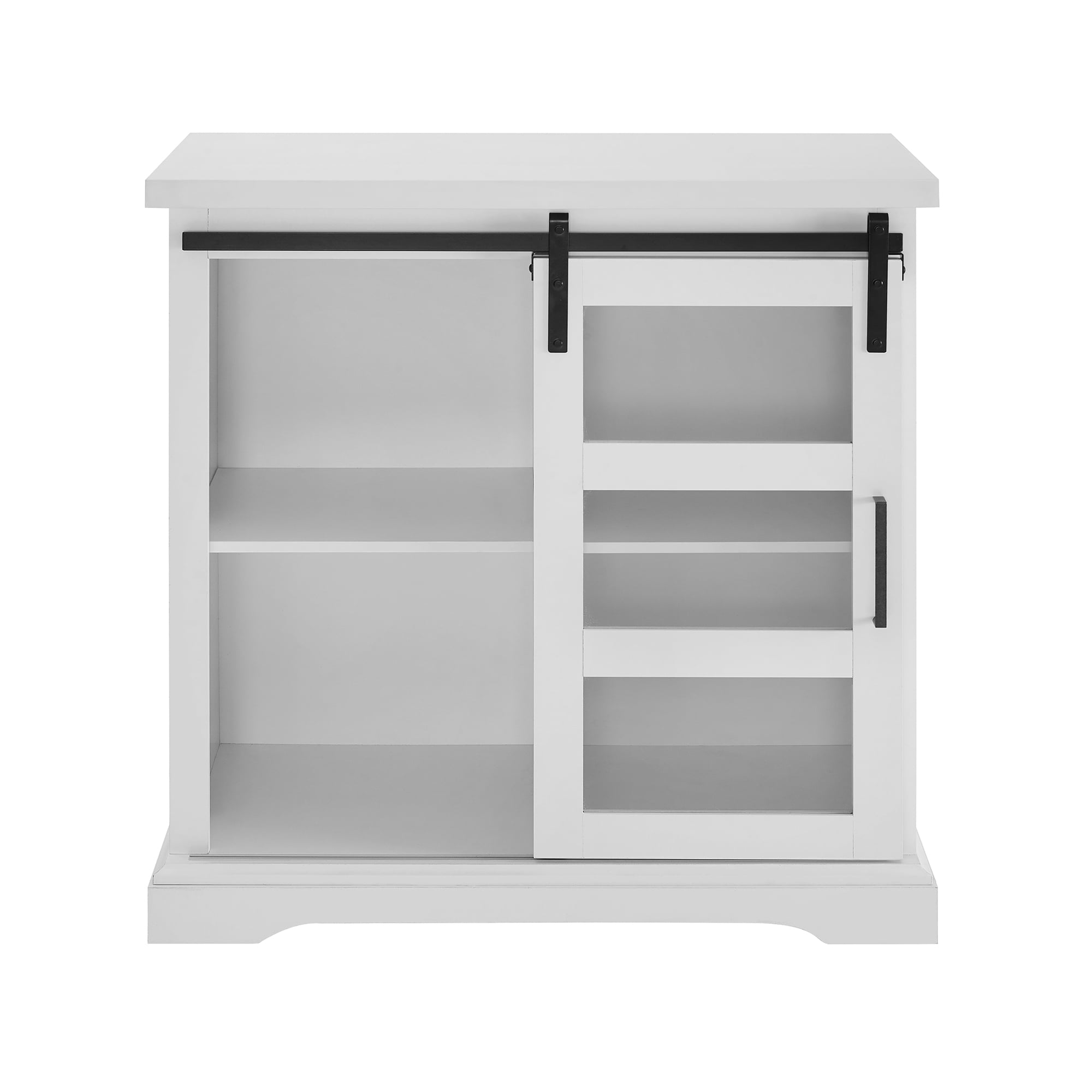 Walker Edison 32" Sliding Glass Door Accent Cabinet, Solid White