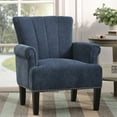 thumbnail image 2 of Upholstered Accent Chair, Living Room Chairs Sofa Chair, Polyester Club Chair with Rivet Tufted Scroll Arm & Rubber Wood Legs, 330lbs Capacity, Armchair for Bedroom and Living Room, Navy Blue, 2 of 7