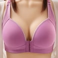 thumbnail image 2 of Hontri Bras for Women, Women's Solid Color Front Closure Large Size Thin Bra Underwear Purple M under $10, 2 of 8