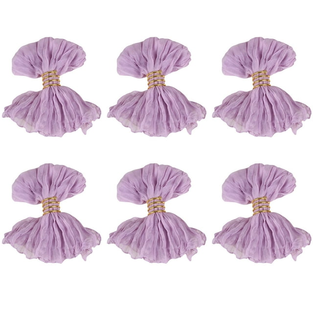 Naiovety Paquete de 6 servilletas plisadas de gasa balinesa para decoración de bodas y fiestas, elegantes para un día especial. Mostrada púrpura
