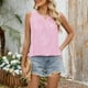 thumbnail image 4 of Camiseta sin mangas de color liso con cuello redondo y pliegues de encaje para mujer - Detalles femeninos, lavable a máquina, tallas S-XXL, contorno de pecho 93-119 cm, 4 of 8