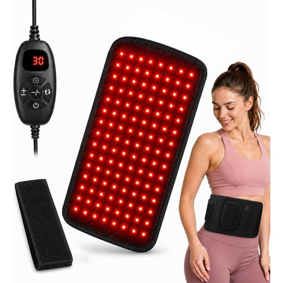 Morfone Red Light Belt for Lower Back, 120 LEDs 660nm 850nm Infrared Light, Adjustable Wrap, Black