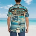 thumbnail image 4 of Fuzoiu Comic Airplane Cockpit Illustration Print Hawaiian Shirt for Men, Summer Beach Casual Short Sleeve Button Down Shirts, Men’s Beach Summer Shirts with Pocket,Small, 4 of 7