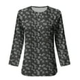 thumbnail image 5 of Womens Shirts Short Sleeve Casual Tops Fashion Printing Buttons O-Neck Medium Sleeve Blouse T-shirt, 5 of 5