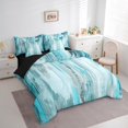 thumbnail image 3 of Manfei Oil Painting Ombre Bedding Comforter Set 7 Pieces, Aesthetic Cyan Blue Full Bedding Set, Watercolor Art Fitted Sheet Flat Sheet, Microfiber Bedroom Decor, 3 of 8