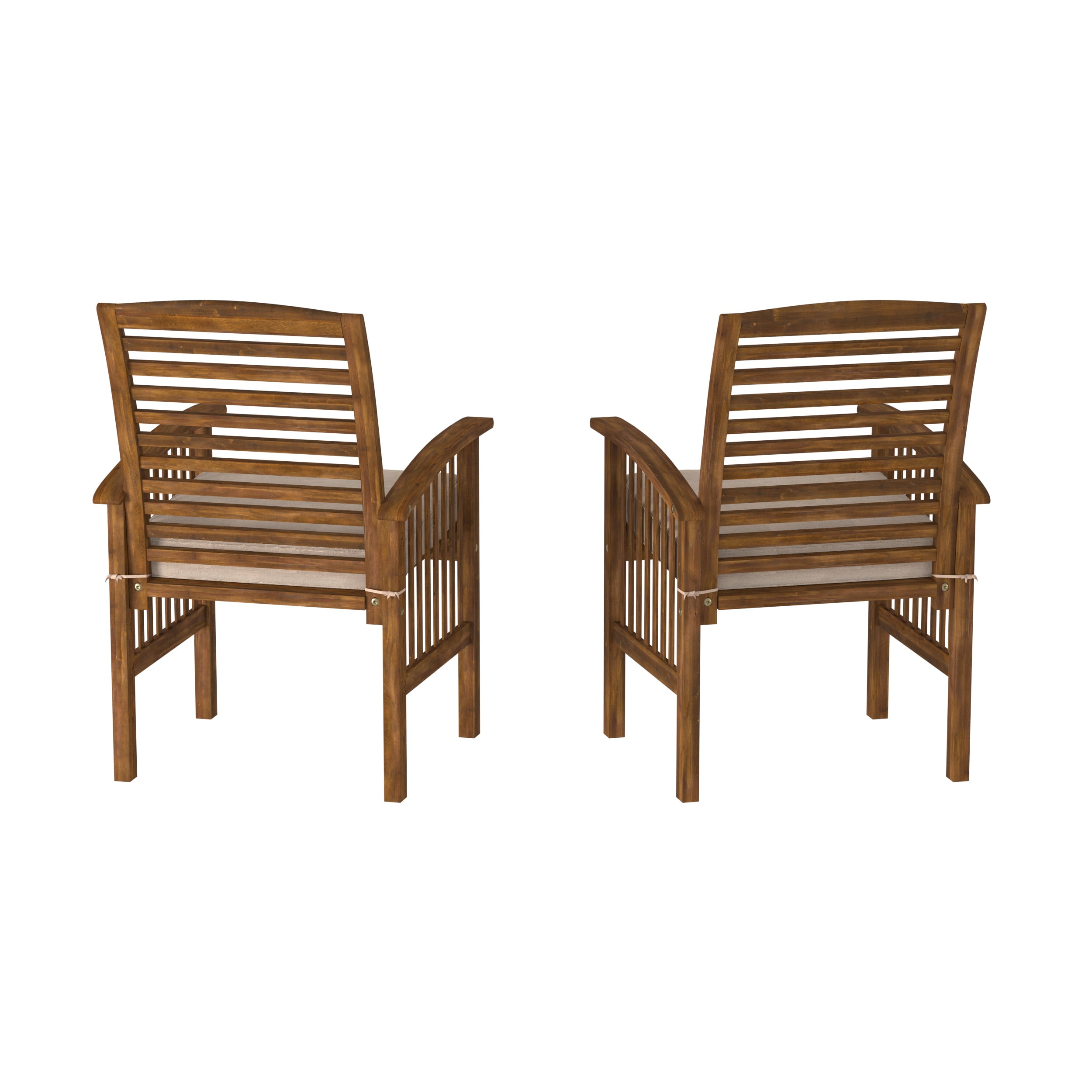 Walker Edison Outdoor Dining Chair - Acacia Wood - Set of 2 - Has Arms - Dark Brown