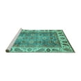 thumbnail image 2 of Ahgly Company Machine Washable Indoor Round Oriental Turquoise Blue Traditional Area Rugs, 3' Round, 2 of 4