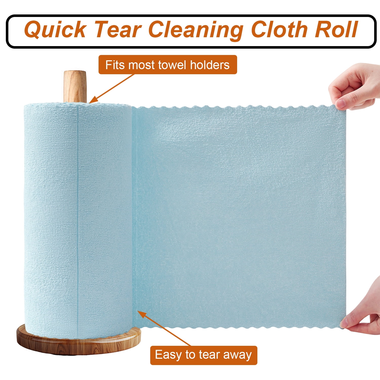 Beartech 80 Pack Microfiber Kitchen Towels Cleaning Cloth Roll,Lint Free Rags & Tear Away Reusable Towels,Washable Shop Rags,Ultra Absorbent Dish Rags for Car Kitchen Window Garage-Blue