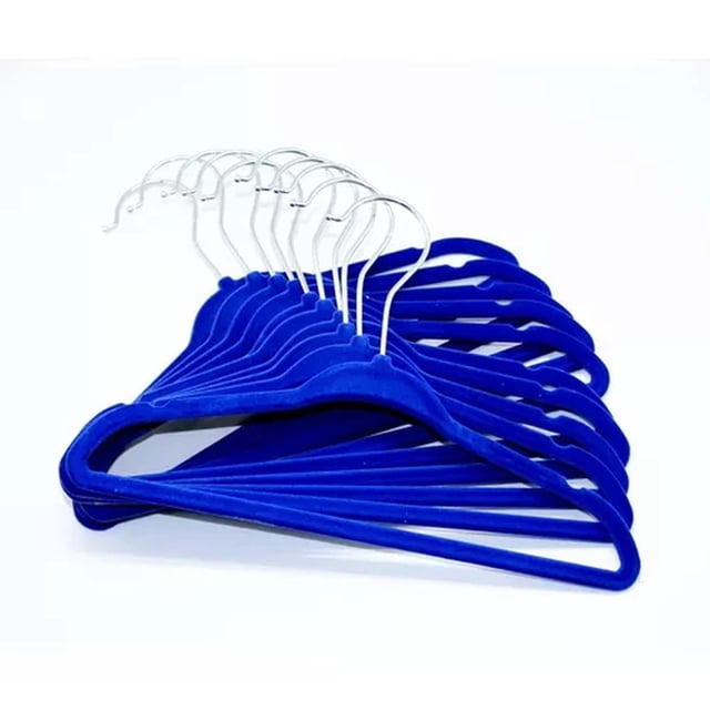 Set de 10 ganchos infantiles Good & Good forrados en terciopelo color azul GK97193-MA
