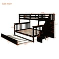 thumbnail image 3 of Bunk Beds Twin Over Full Size with Trundle, Solid Wood Platform Bed Frame with Storage Shelves, Angled Ladder, 14" Safety Guardrails, No Boxspring Required, Espresso, 3 of 9