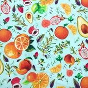 FREE SHIPPING!!! Fresh Garden Squeeze Printed on 100% Cotton Fabric for DIY Projects by the Yard (Blue, Orange, Yellow)
