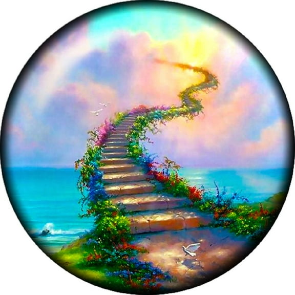 18mm Snap Charms Buttons Interchangeable Jewelry Ginger CZ Stairway to Heaven