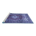 thumbnail image 2 of Ahgly Company Machine Washable Indoor Rectangle Medallion Blue Traditional Area Rugs, 5' x 7', 2 of 4