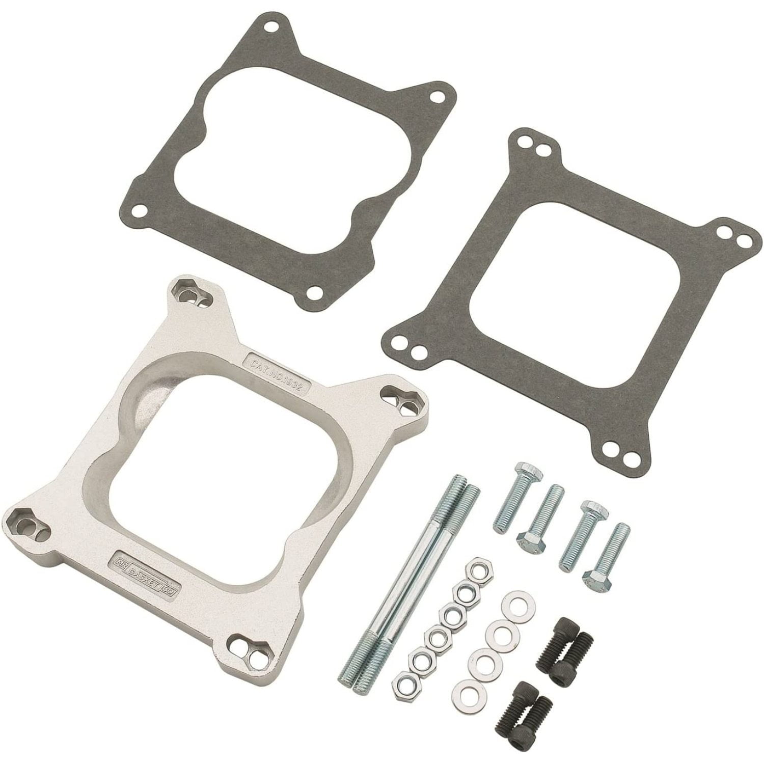 Codllyne Carburetor Adapter Kit 4Bbl To 4Bbl, Silver, Open Center