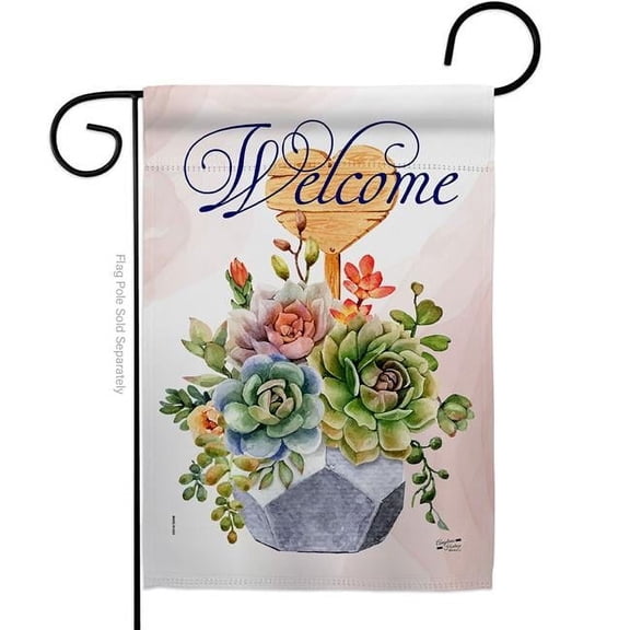 Angeleno Heritage G135235-BO Welcome Succulent Floral Double-Sided Decorative Garden Flag, Multi Color