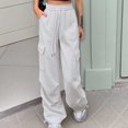 thumbnail image 5 of CAIVO Women's Solid Color Fashion Sport Pants High Waisted Drape Work Pants Loose And Casual Pants Slacks Trousers Trendy Streetwear, 5 of 7