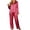 Red, variant on Women's Satin Pajamas Set 2 Piece Striped Silk Long Sleeve Pjs Button down Collared Neck Shirts Loose Pants Loungewear Matching Sets(S,White)