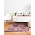 thumbnail image 2 of Unique Loom Isabella High-Low Pile Border Rug 4' x 4' Square Purple/Ivory, 2 of 2
