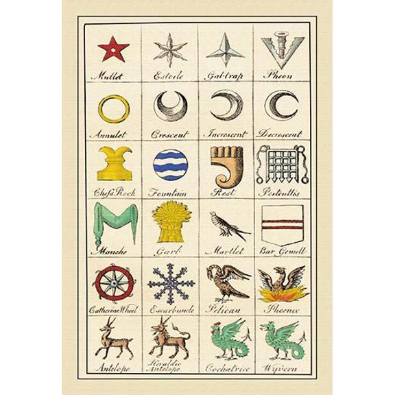 Heraldic Charges - Mullet, Estoile, et al.- Fine Art Canvas Print (20" x 30")
