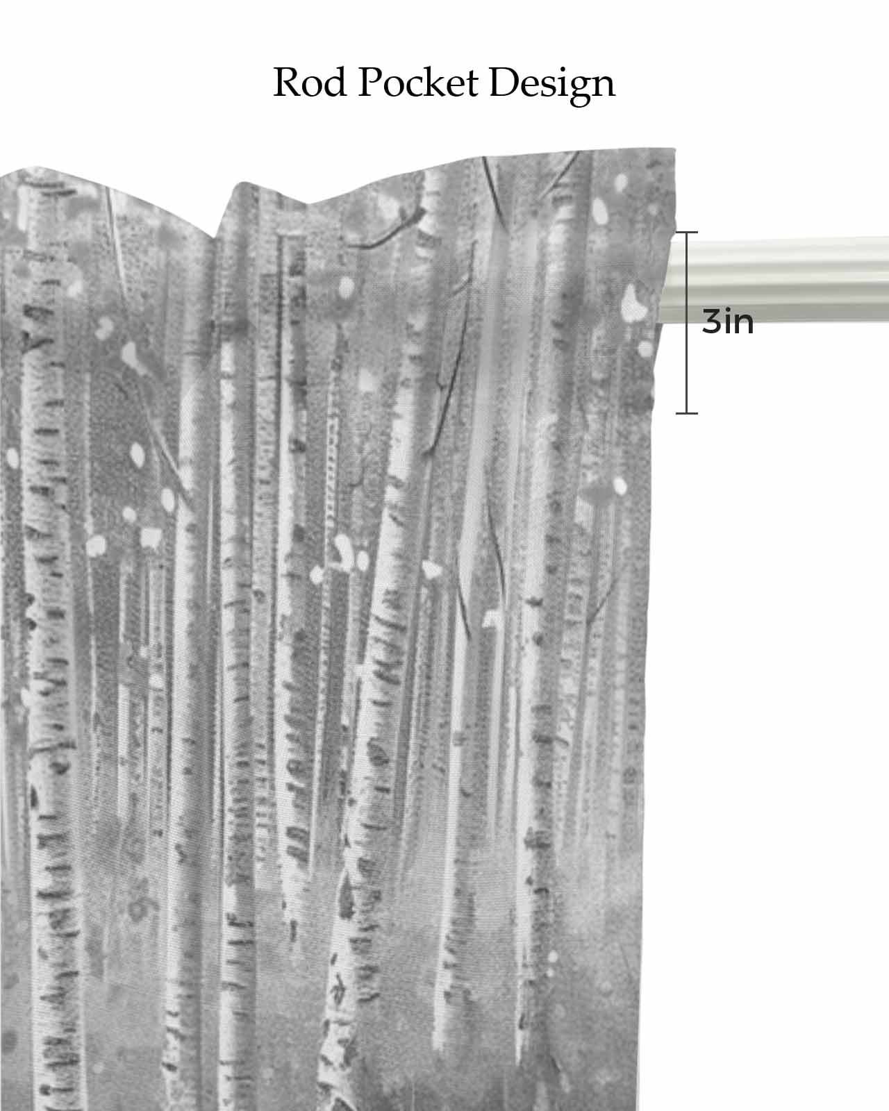 Grey Forest Tree Linen Curtain Valance for Bedroom/Bathroom/Kitchen/Living/Dining Room Window,Farmhouse Country Nature Scenic Painting Pocket Topper Drapes Decorative Cafe Drapery Panel 60"x18"