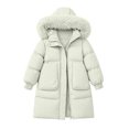 thumbnail image 2 of WMTBSRSW Girls Long Hooded Puffer Coat Faux Fur Collar Zip Up Quilted Jackets Lightweight Winter Warm Mid Length Coat for Kids 7-15 Years, 2 of 6