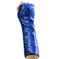 thumbnail image 2 of Xfvqtps Womens Carnival Sequin Gloves Fingerless High Elastic Party Arm Warmers Carnival Accessory Sparkly Mardi Gras Event Blue, 2 of 5