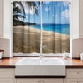 thumbnail image 2 of Ambesonne Tropical Kitchen Curtains, Philippines Coastal Scene, 55"x30", Sea Blue and Ecru, 2 of 3
