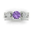 thumbnail image 2 of Clara Pucci 18K White Gold 1.925 Simulated Alexandrite Engraveable Engagement Ring + Wedding Band Set, 2 of 7
