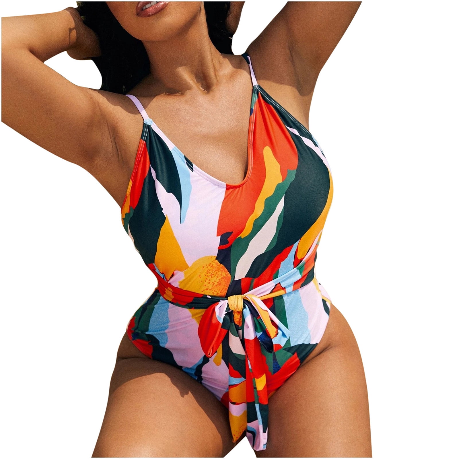 Tejiojio Plus Size Swimming Suits for Women Clearances Swimsuits for  Ladies' 2 Piece Hawaiian Tropical Print Swim Cami Bra And Ruffles Skirts  Bathing