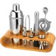 thumbnail image 1 of Juego de herramientas de barra de 10 piezas con soporte de bambú: kit de coctelería para el hogar y juego de coctelera Martini para una experiencia de mezcla de bebidas increíble, 1 of 8