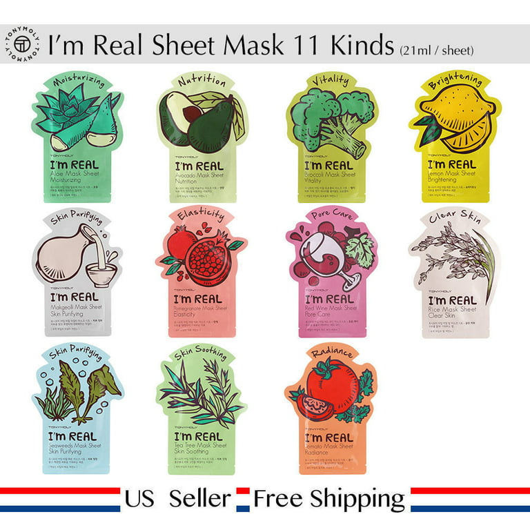 på en ferie Hop ind Reporter Tony Moly I'm Real Mask Sheet Pack 21ml Full Variety - 11 Pack TonyMoly  Beauty Face Masks - Walmart.com