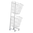 thumbnail image 1 of Cesta de Ropa de 2 Niveles con Dos Compartimentos Cesta de Lavandería para Clasificación Rápida Bolsa Portátil con Ruedas Suaves Estructura Metálica a Blanco, 1 of 8